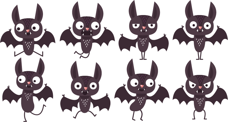 Vinylmatta halloween pack glada fladdermöss - Tenstickers