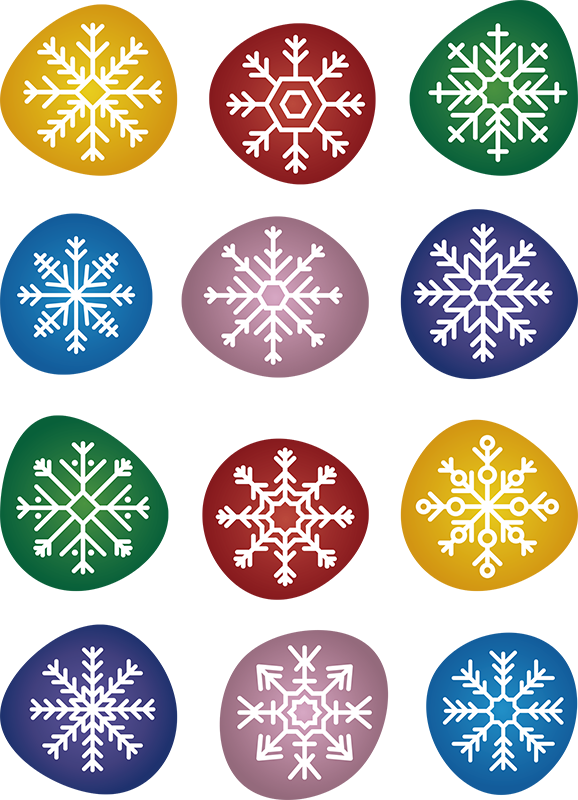 Vinylmatta jul färgglada snöflingor - Tenstickers