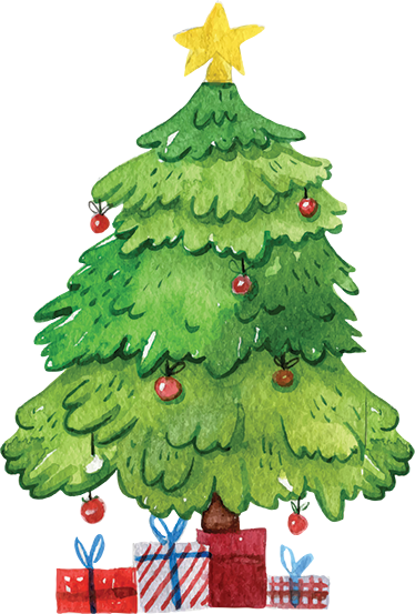 Vinylmatta jul träd med presenter - Tenstickers