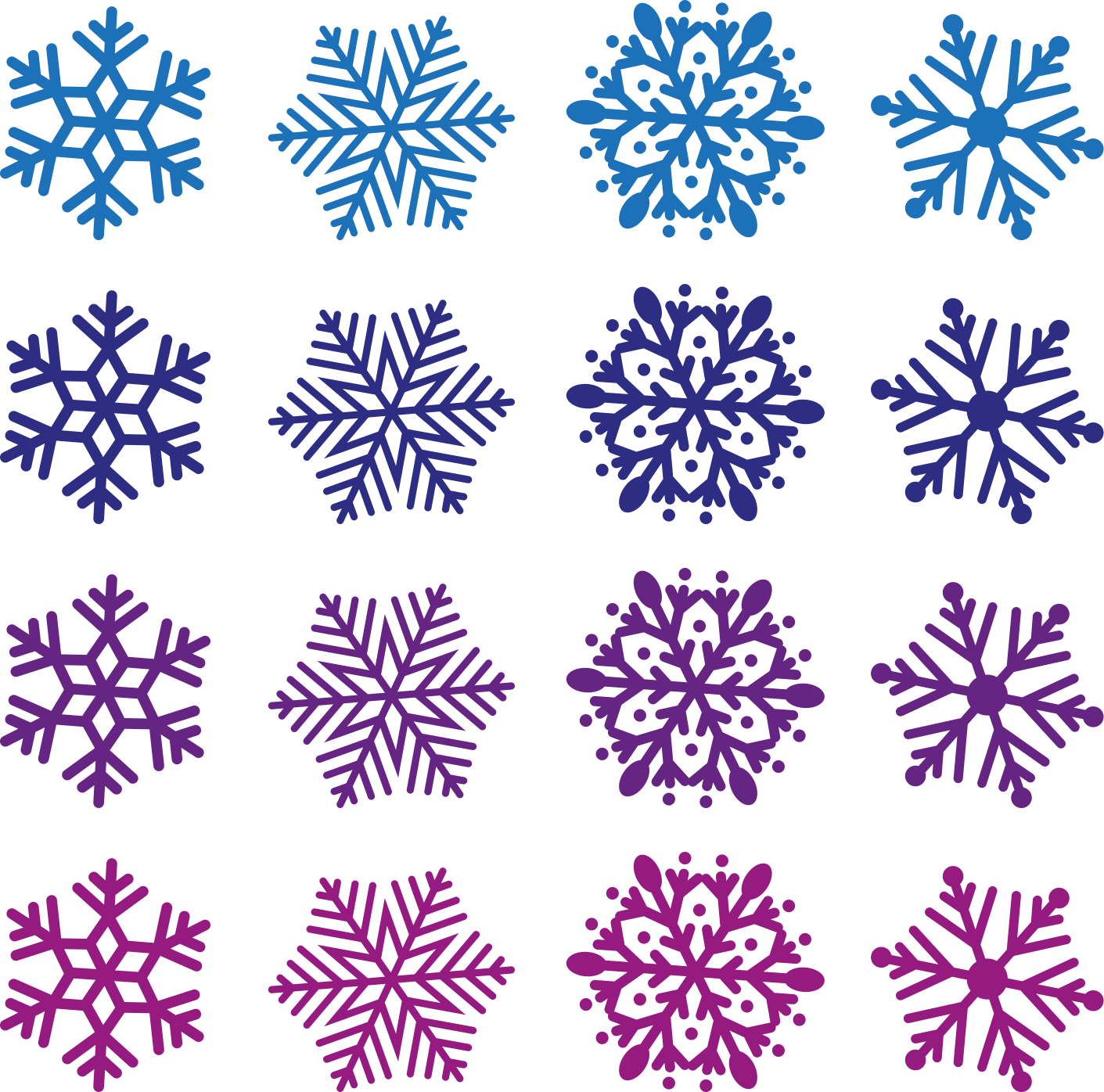 Vinylmatta jul lila och blå snöflingor paket - Tenstickers