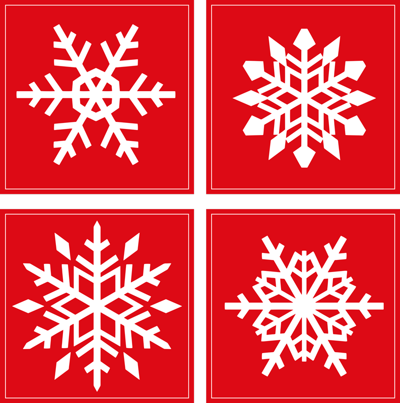 Vinylmatta jul röda snöflingor tiles - Tenstickers