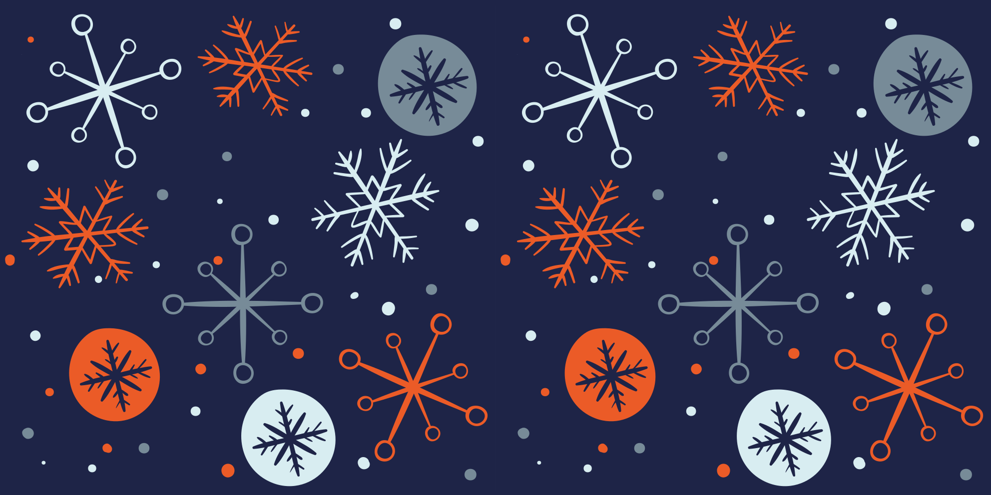 Vinylmatta jul med blåa och orange snöflingor - Tenstickers