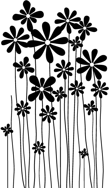Vinylmatta blommor och växter stora svarta blommor - Tenstickers