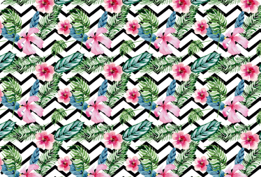 Vinylmatta blommor och växter grön tropisk zigzag - Tenstickers
