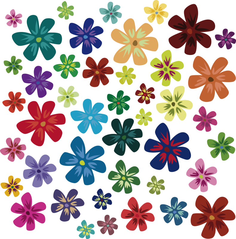 Vinylmatta blommor och växter i färgglada blommor - Tenstickers