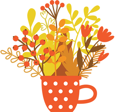 Vinylmatta blommor och växter höstkruka - Tenstickers