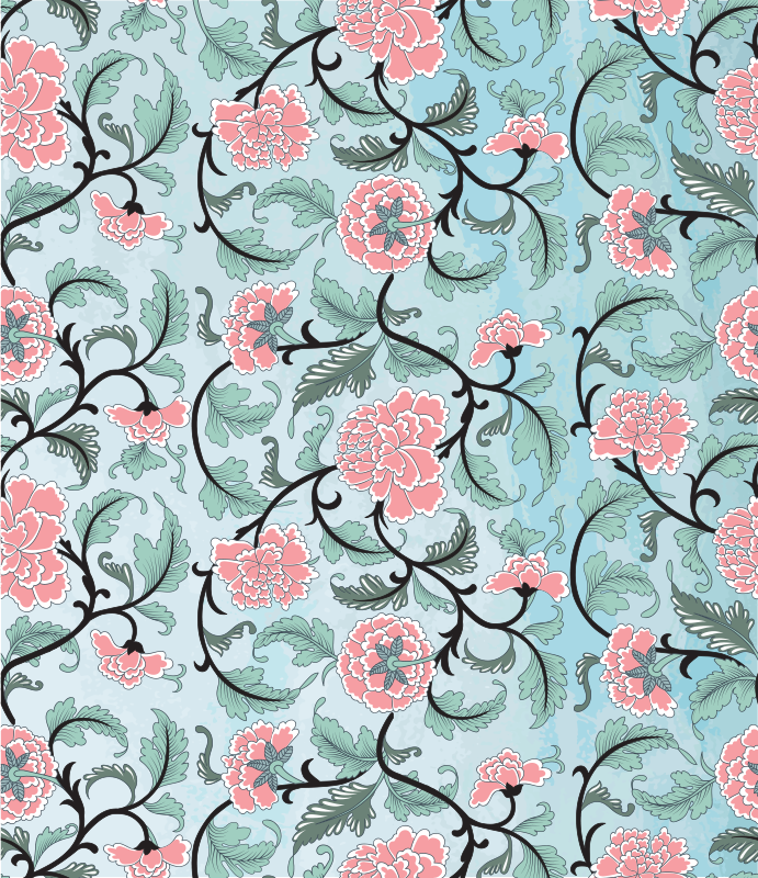 Vinylmatta blommor och växter japanska blommor - Tenstickers
