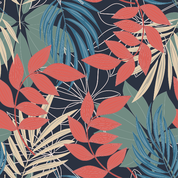 Vinylmatta blommor och växter modern elegant mönster - Tenstickers