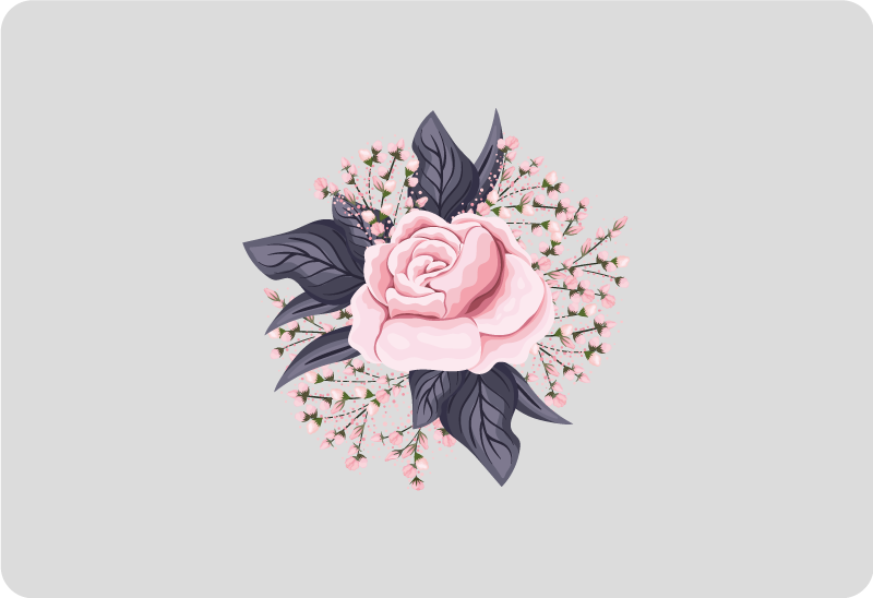 Vinylmatta blommor och växter med fantastiskt mönster i rosa - Tenstickers