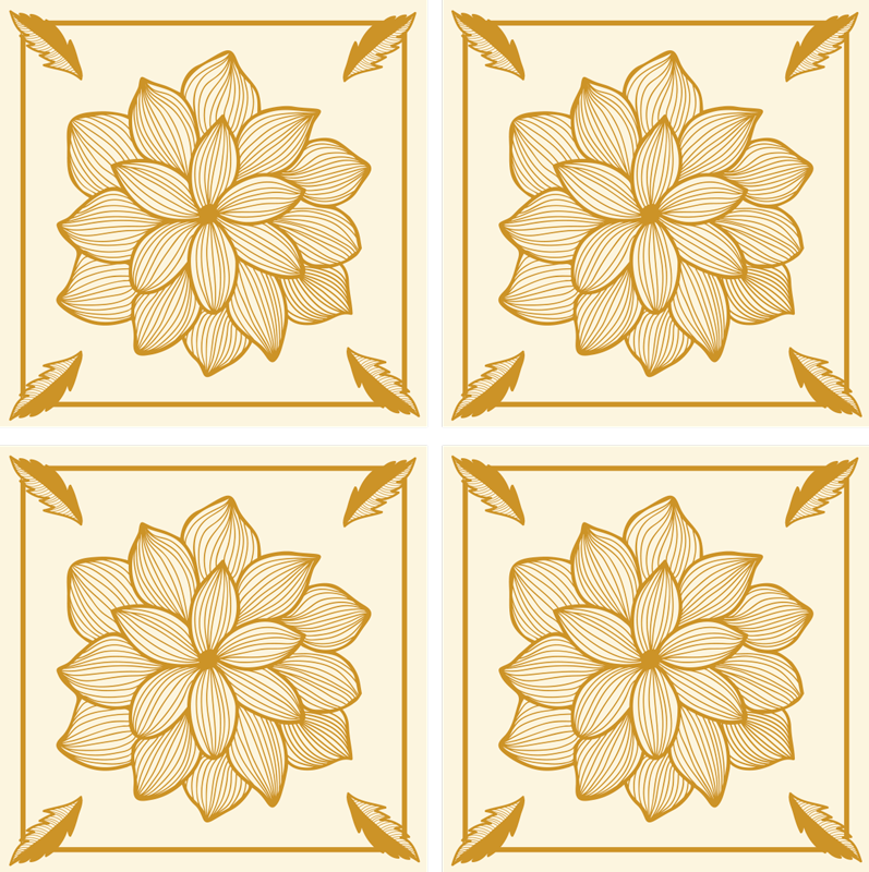 Vinylmatta blommor och växter floral bandada paisley - Tenstickers
