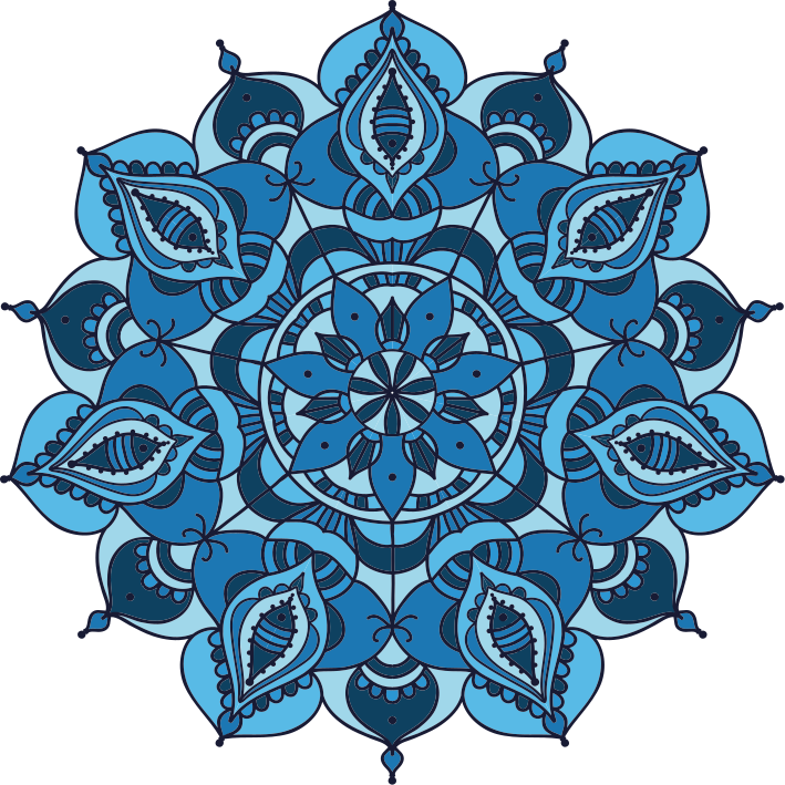 Vinylmatta blommor och växter lotusblå mandala - Tenstickers