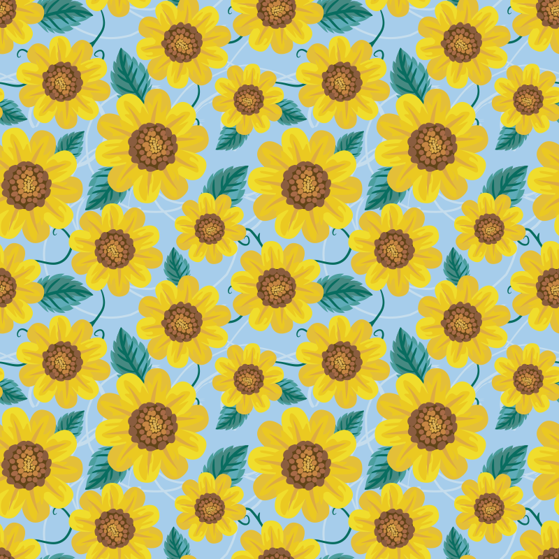 Vinylmatta blommor och växter solrosmotiv - Tenstickers