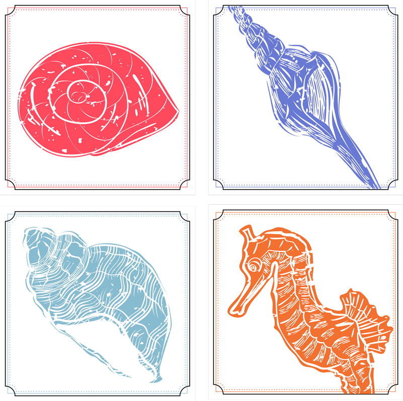 Vinylmatta blommor och växter med marina motiv - Tenstickers