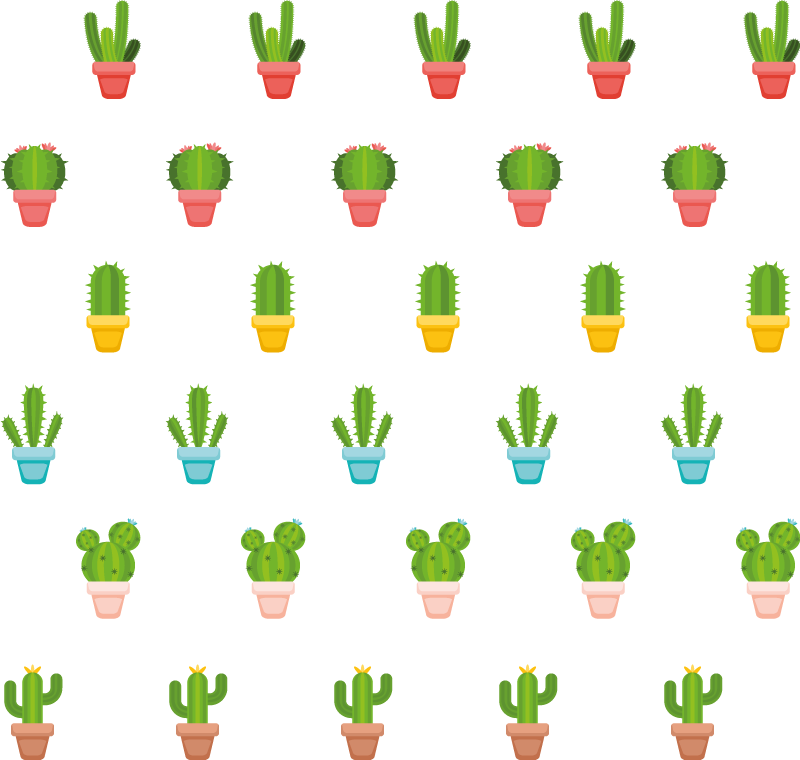 Vinylmatta blommor och växter med kaktusmönster - Tenstickers