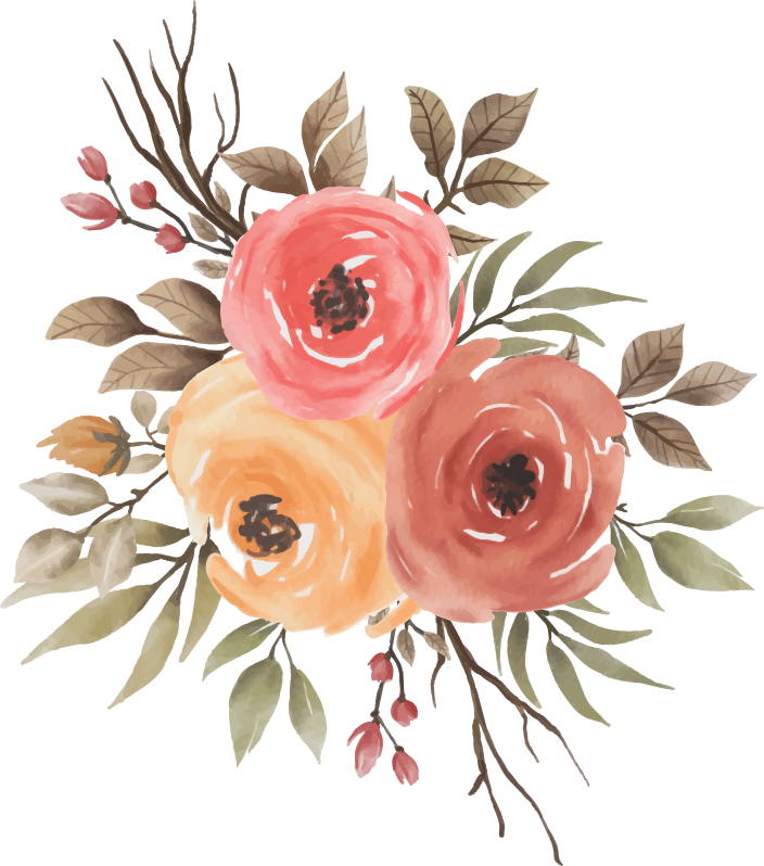 Vinylmatta blommor och växter härlig blomsterkomposition - Tenstickers