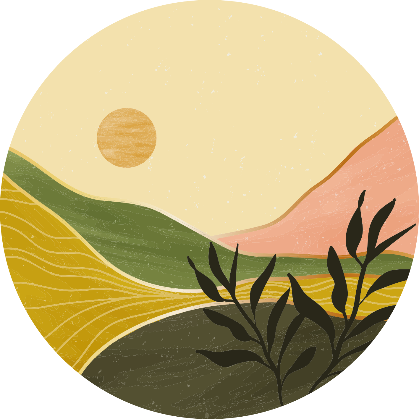 Vinylmatta blommor och växter lugn landskapsbild - Tenstickers