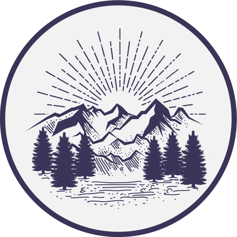 Vinylmatta blommor och växter fjällandskap cirkel - Tenstickers
