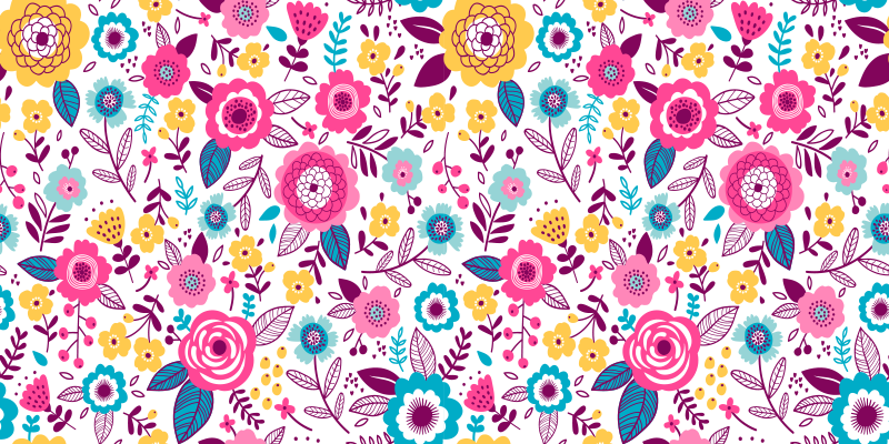 Vinylmatta blommor och växter kallax rosa blommor - Tenstickers
