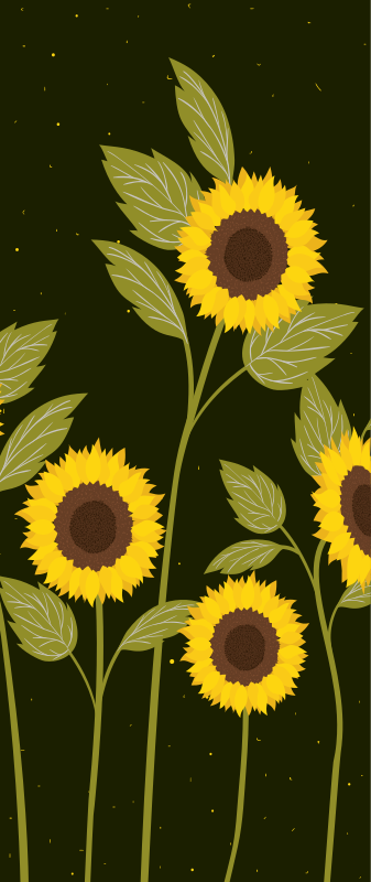Vinylmatta blommor och växter solrosfält - Tenstickers