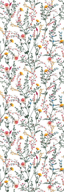 Vinylmatta blommor och växter tunn minimalistisk trädgård - Tenstickers