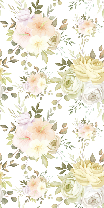 Vinylmatta blommor och växter vackert blommönster - Tenstickers