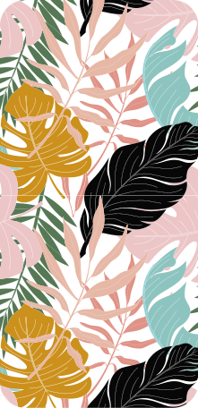 Vinylmatta blommor och växter färgglad abstrakt mönster - Tenstickers