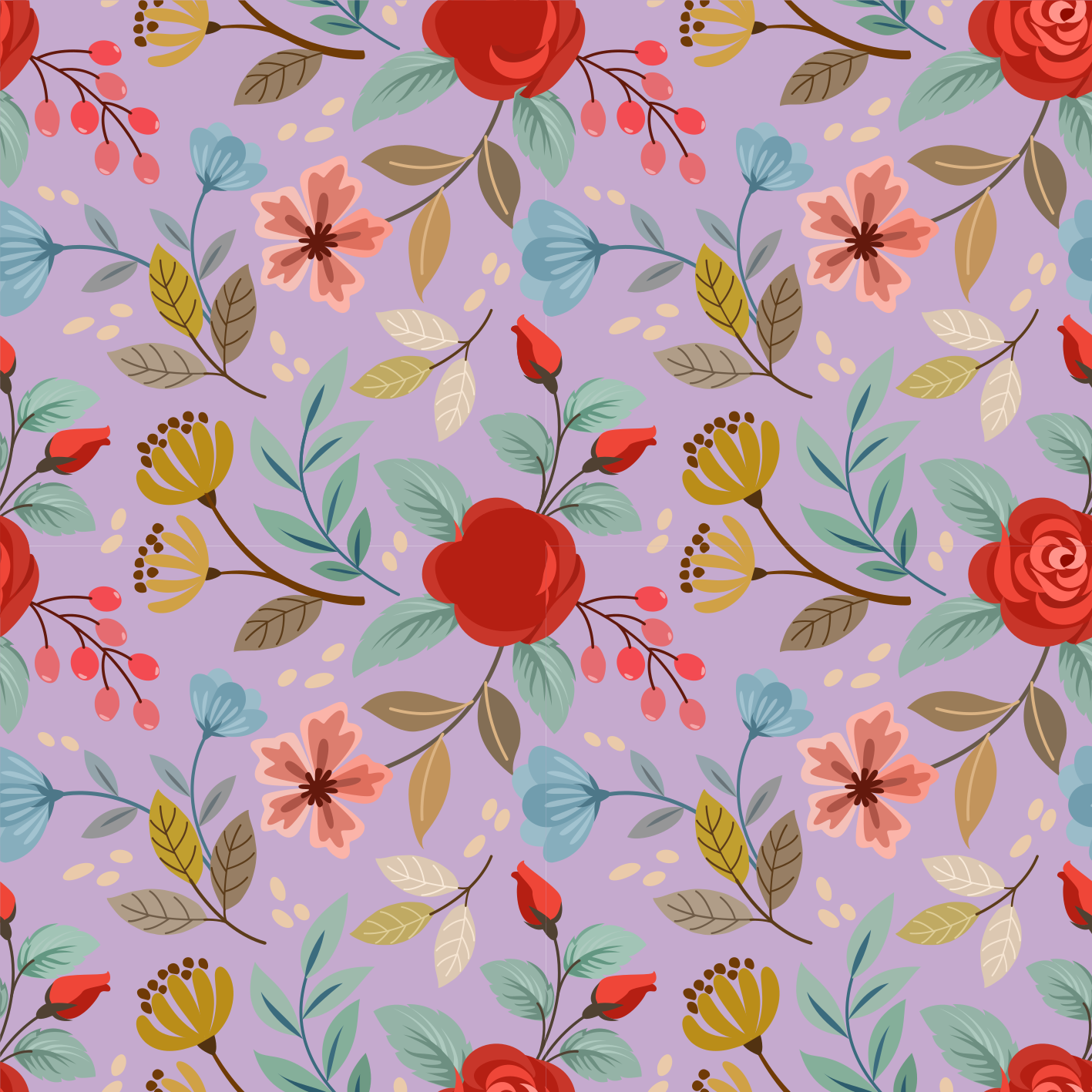Vinylmatta blommor och växter färgglada blommor - Tenstickers