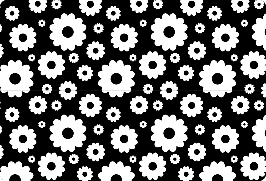 Vinylmatta blommor och växter vita och svarta prästkragar - Tenstickers