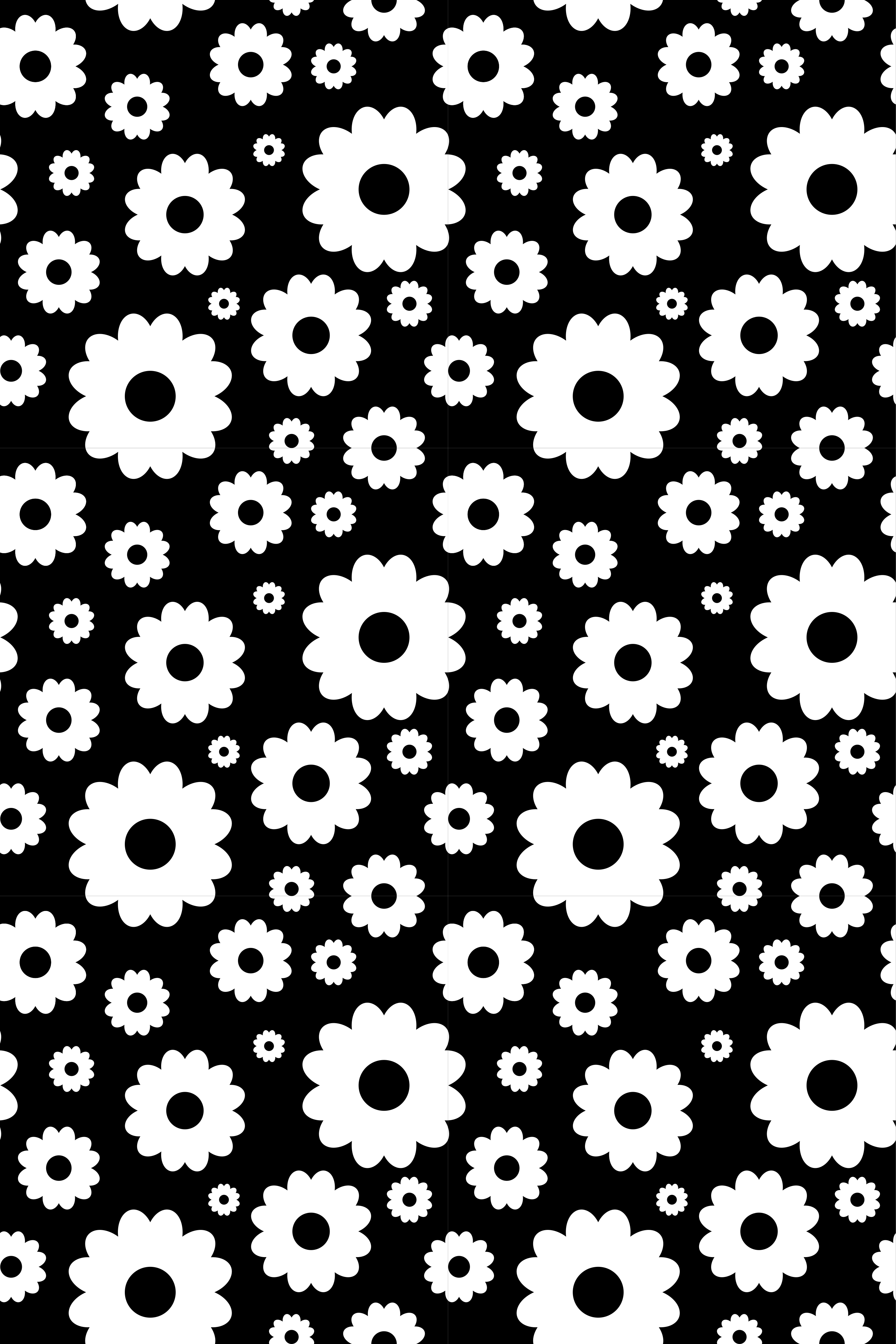 Vinylmatta blommor och växter svarta och vita prästkragar - Tenstickers