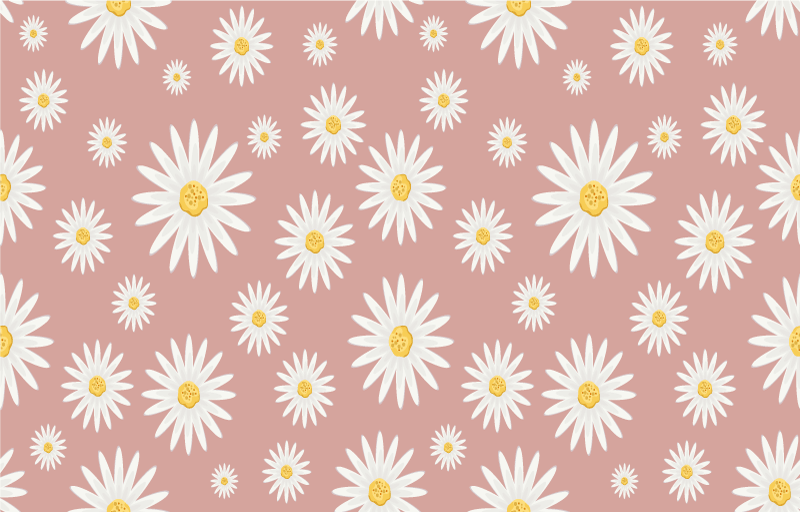 Vinylmatta blommor och växter söt rosa prästkrage - Tenstickers