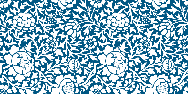 Vinylmatta blommor och växter marinblå flora - Tenstickers