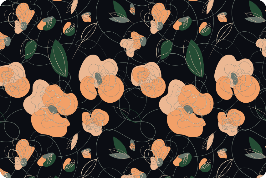 Vinylmatta blommor och växter mörk livlig flora och fauna - Tenstickers