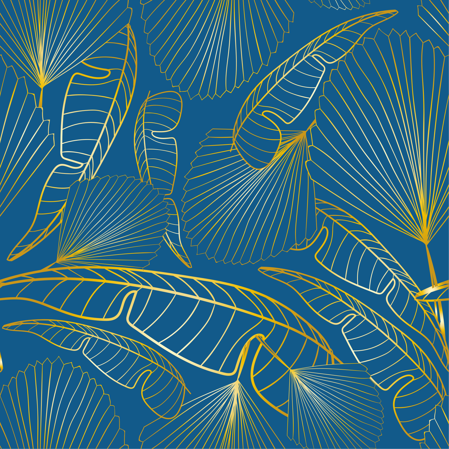 Vinylmatta blommor och växter med guldblad - Tenstickers