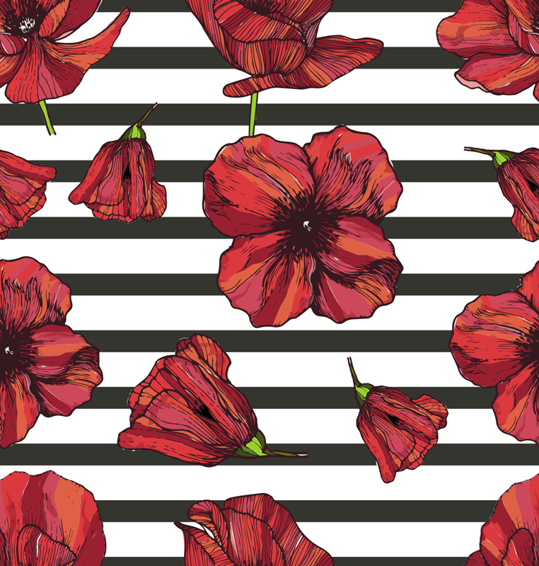 Vinylmatta blommor och växter vallmo växter - Tenstickers