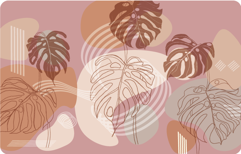 Vinylmatta blommor och växter löv kontinuerlig skiss - Tenstickers