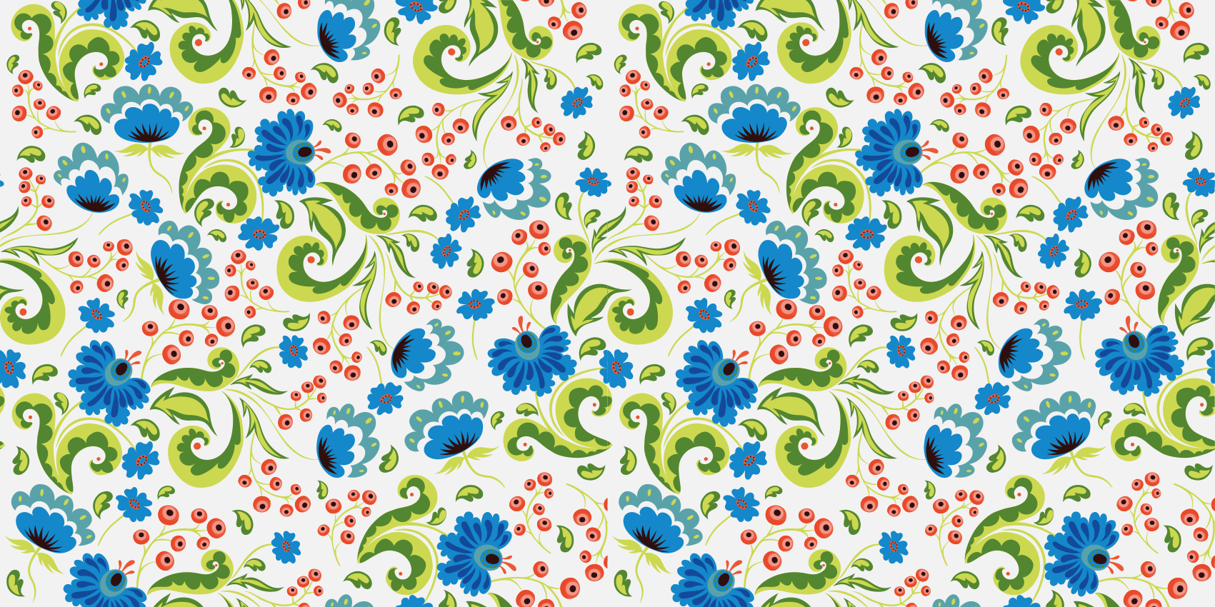 Gröna och blå blommor över vinylmatta blommor och växter - Tenstickers
