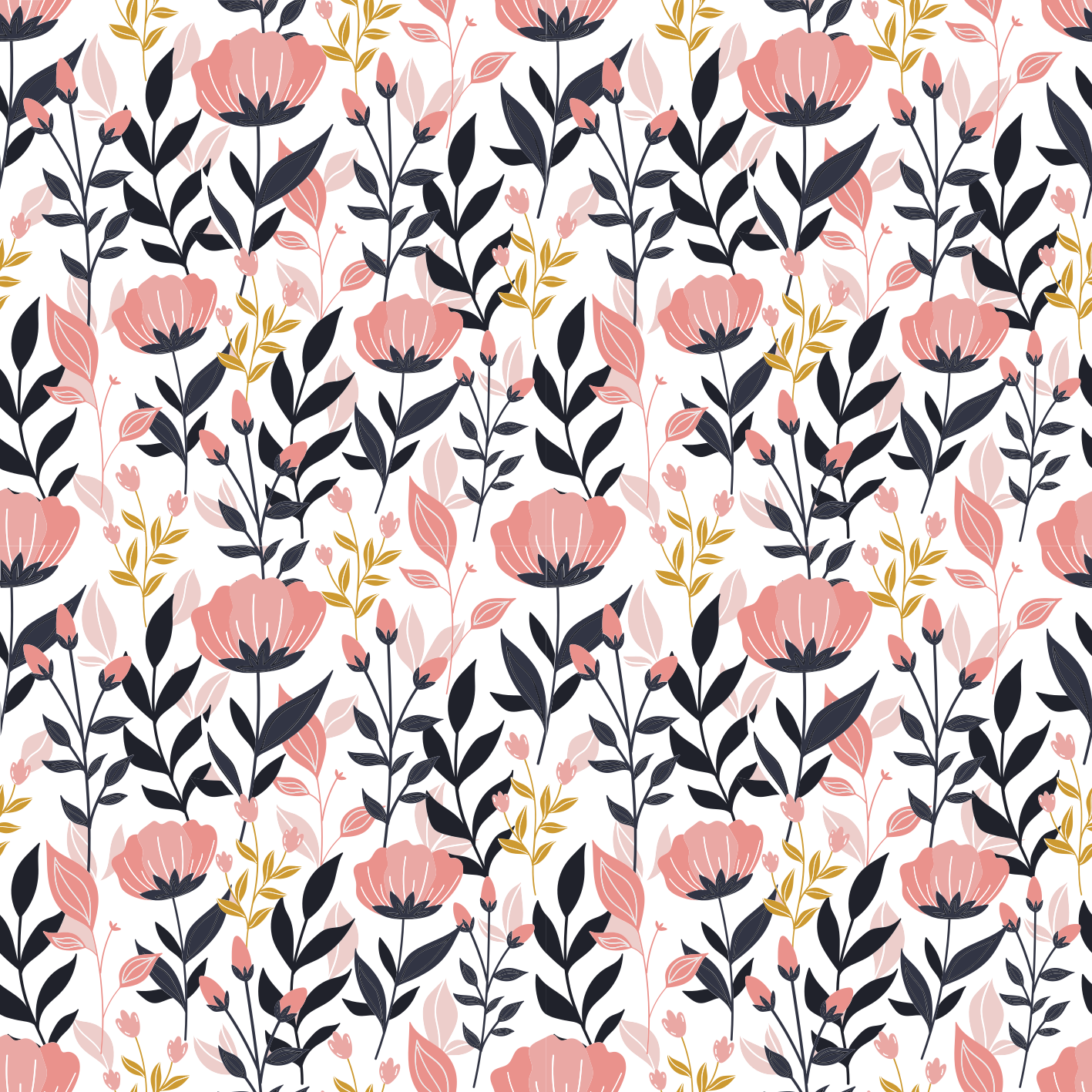 Vinylmatta blommor och växter rosa blommor - Tenstickers