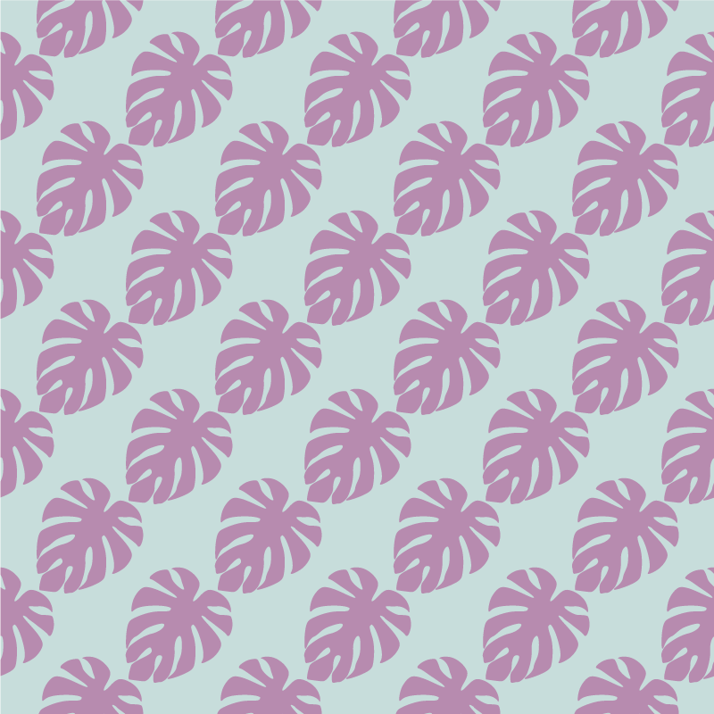 Vinylmatta blommor och växter blå och rosa bladmönster - Tenstickers