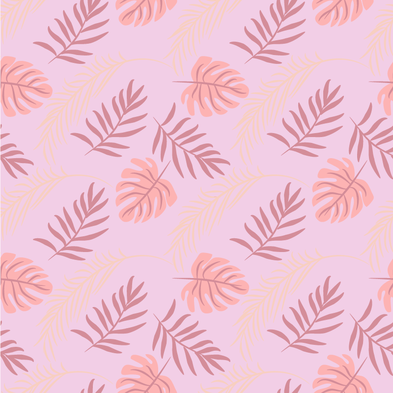 Vinylmatta blommor och växter rosa tropiska blad - Tenstickers