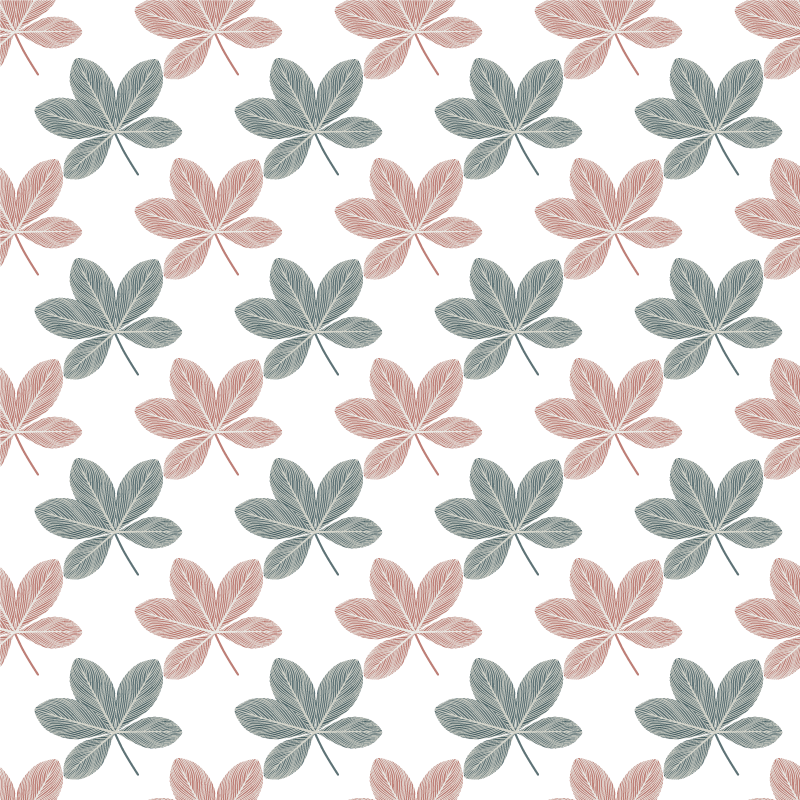 Vinylmatta blommor och växter i rosa och blå blad - Tenstickers