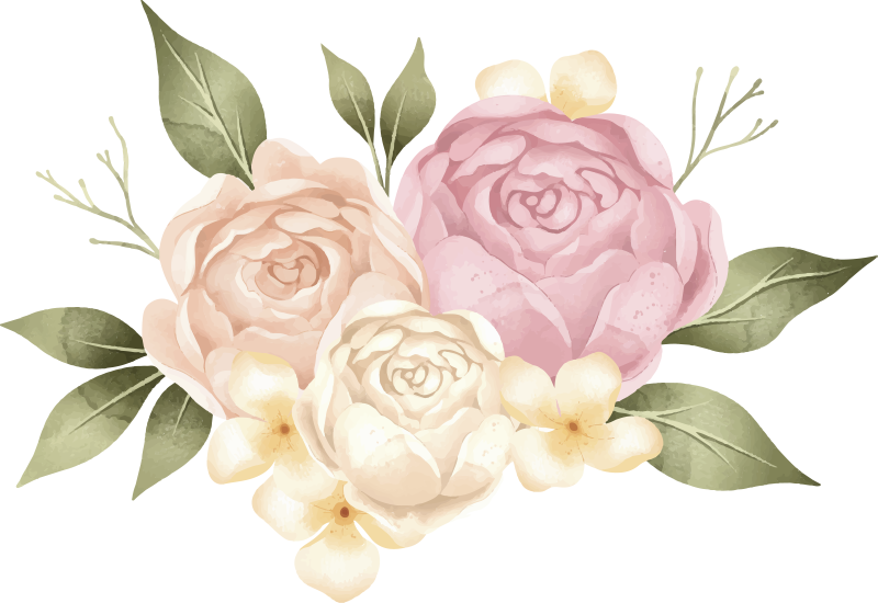 Vinylmatta blommor och växter akvarell pion - Tenstickers