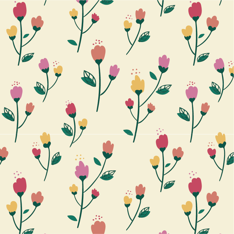 Vinylmatta blommor och växter med vallmo målning - Tenstickers