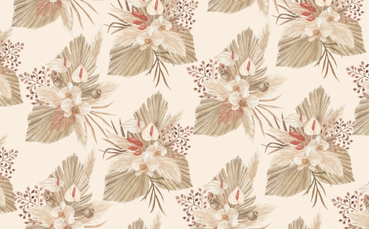 Vinylmatta blommor och växter torkade blommor med pampas - Tenstickers