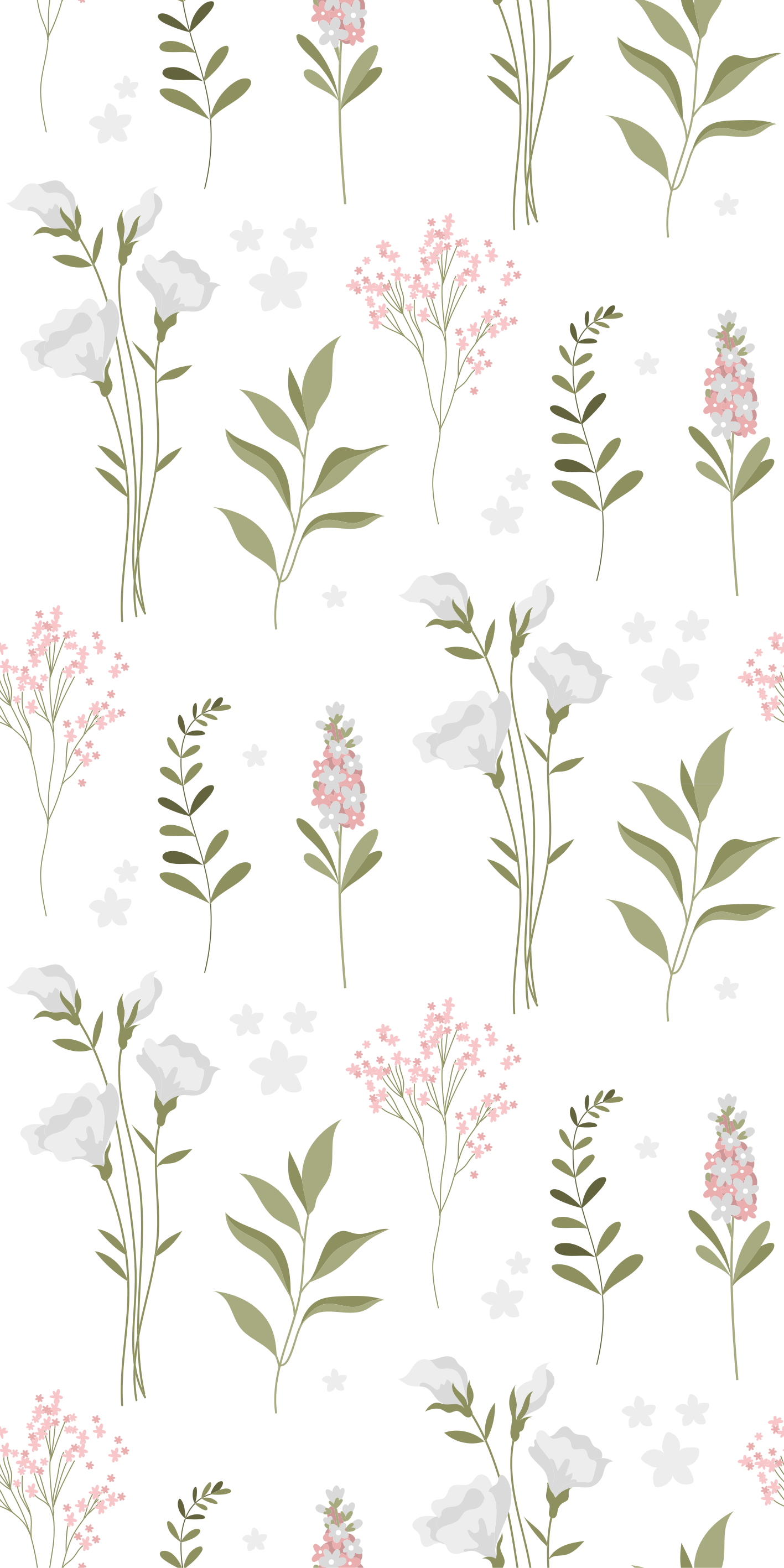 Vinylmatta blommor och växter minimalistiskt mönster - Tenstickers