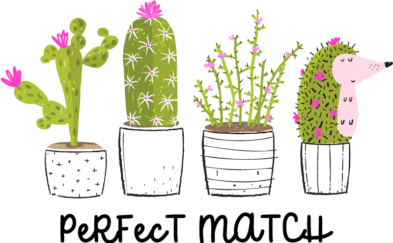 Vinylmatta blommor och växter perfekt matchande kaktusar - Tenstickers