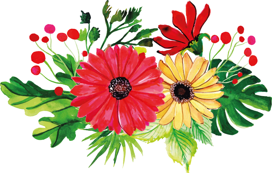 Vinylmatta blommor och växter horisontell elegant design - Tenstickers
