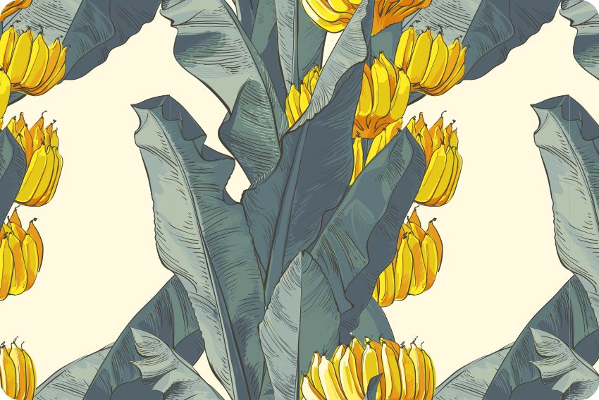 Vinylmatta blommor och växter med bananträdsmotiv - Tenstickers