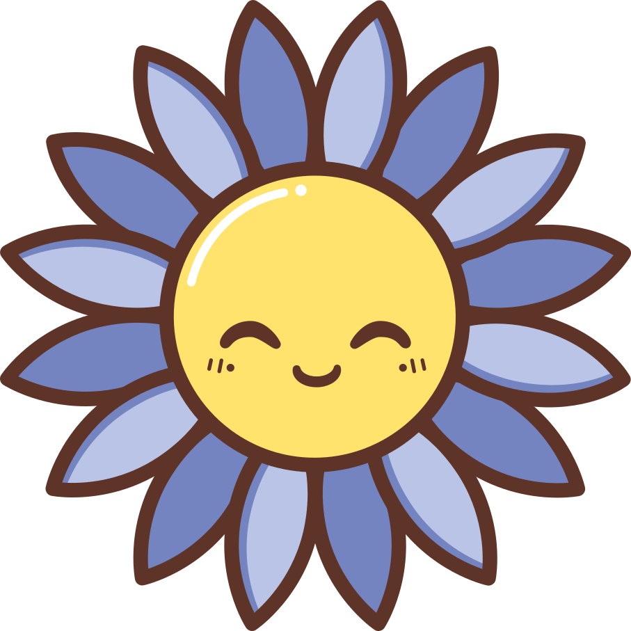 Vinylmatta blommor och växter silhuett glad lila blomma - Tenstickers