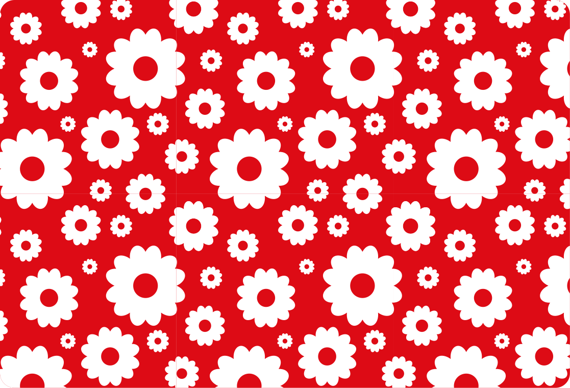 Vinylmatta blommor och växter vita tusenskönor röd bakgrund - Tenstickers