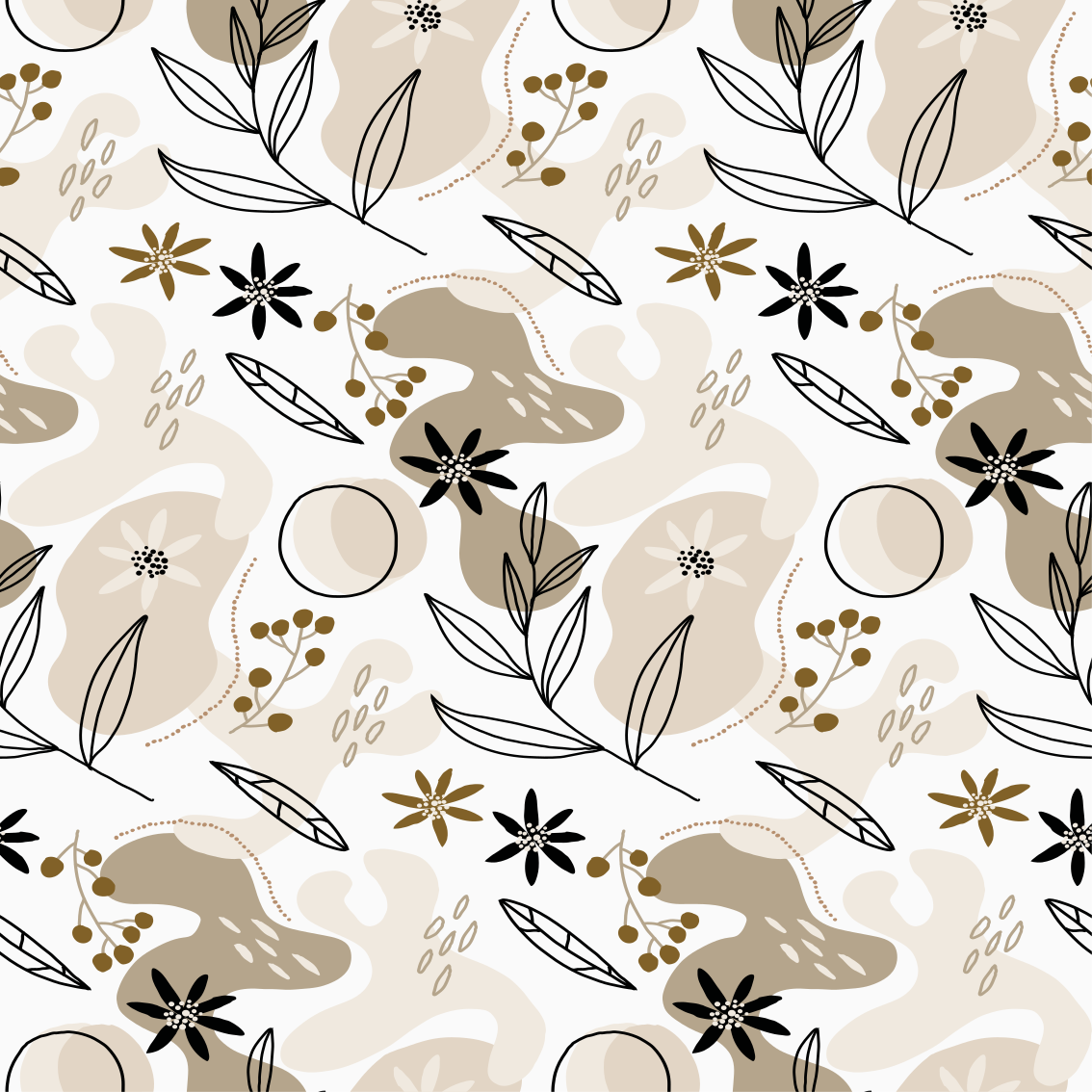 Vinylmatta blommor och växter stiliga rosa och beige blad - Tenstickers